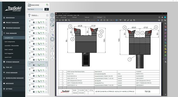 TopSolid’ShopFloor | TOOL MANAGER – PDF eines Komplettwerkzeuges mit Stückliste (Diese Dokumente werden automatisch im Hintergrund von TopSolid’Design generiert) TopSolid’ShopFloor | TOOL MANAGER – PDF eines Komplettwerkzeuges mit Stückliste (Diese Dokumente werden automatisch im Hintergrund von TopSolid’Design generiert)