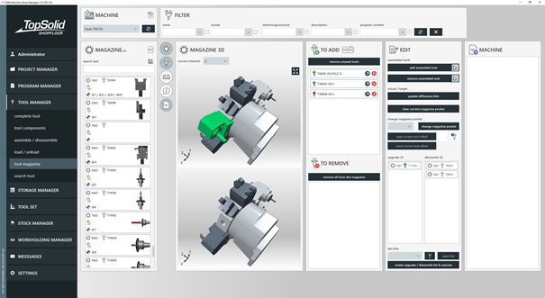 TopSolid’ShopFloor | TOOL MANAGER – 3D Ansicht des Revolvers (IST- und SOLL-Situation für das Umrüsten der Maschine) TopSolid’ShopFloor | TOOL MANAGER – 3D Ansicht des Revolvers (IST- und SOLL-Situation für das Umrüsten der Maschine)